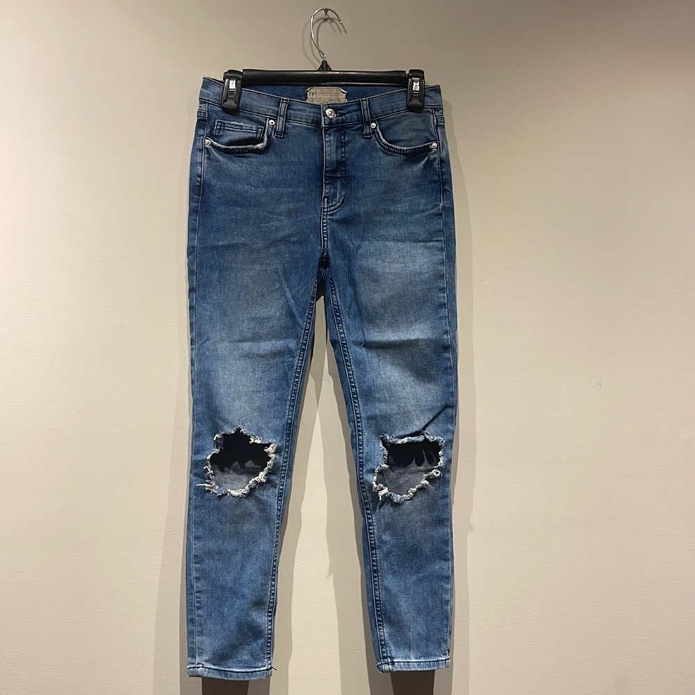 Free People Skinny Ripped Blue Jeans